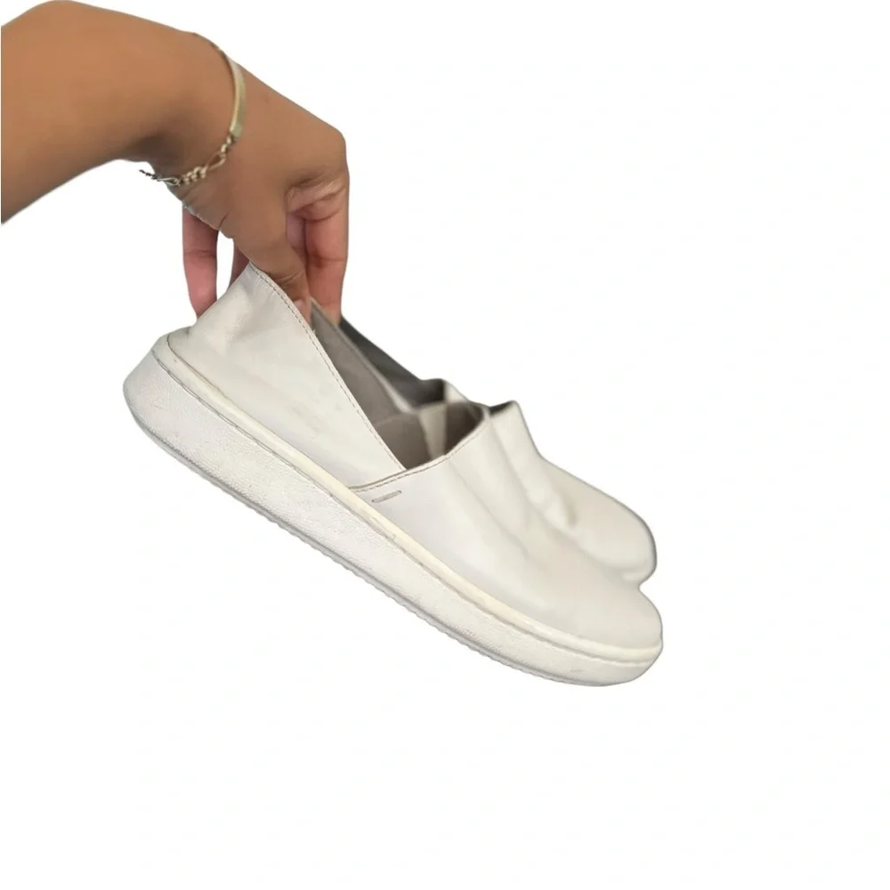 EILEEN FISHER Panda Leather White Sneakers Slip On Shoes